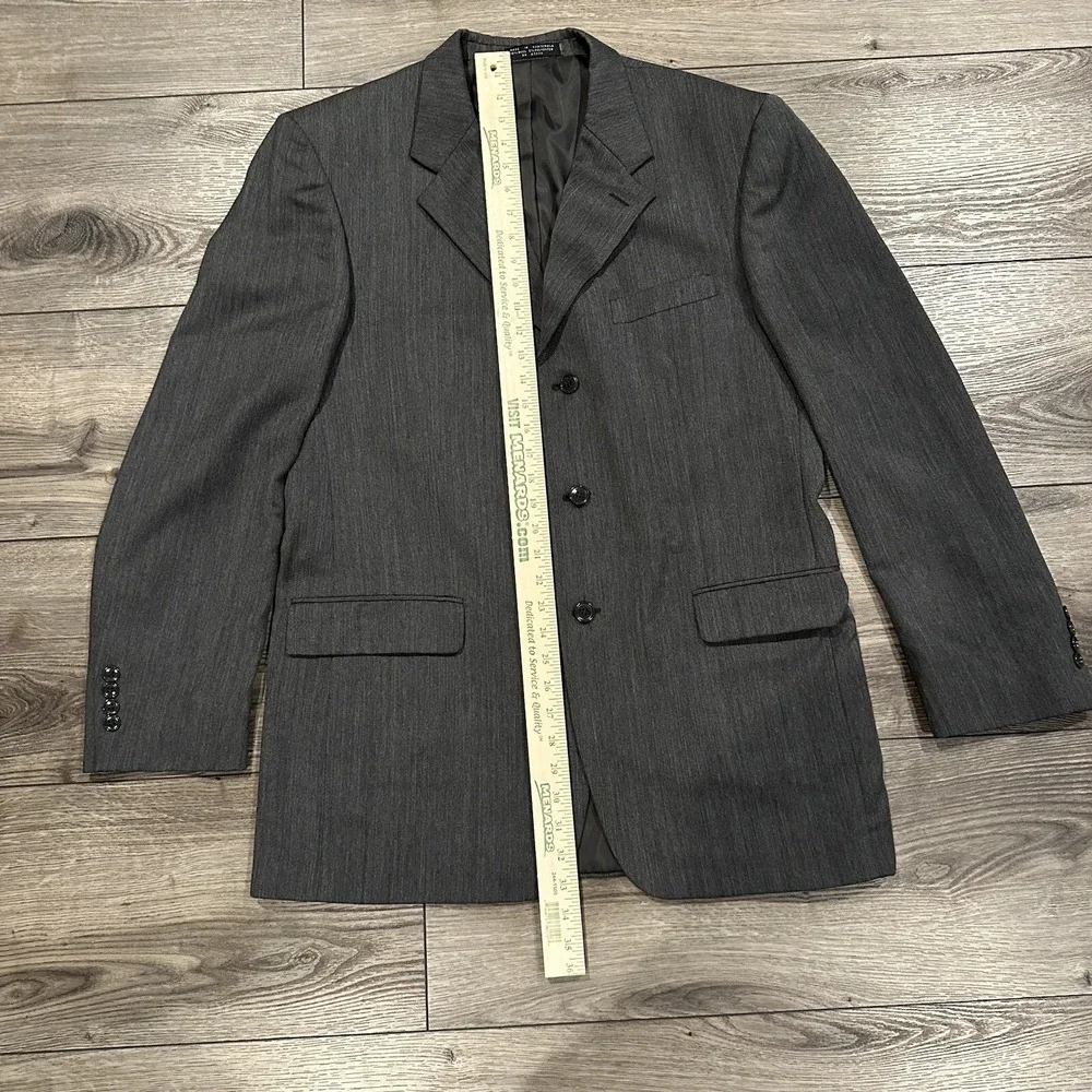 J. Ferrar Mens Charcoal Gray Wool Blend 3 Button Blazer Suit Jacket 42L